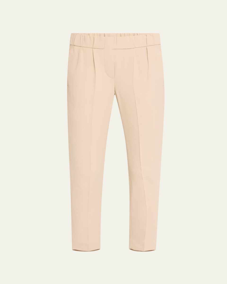 Pull-On Silk Crepe Pants